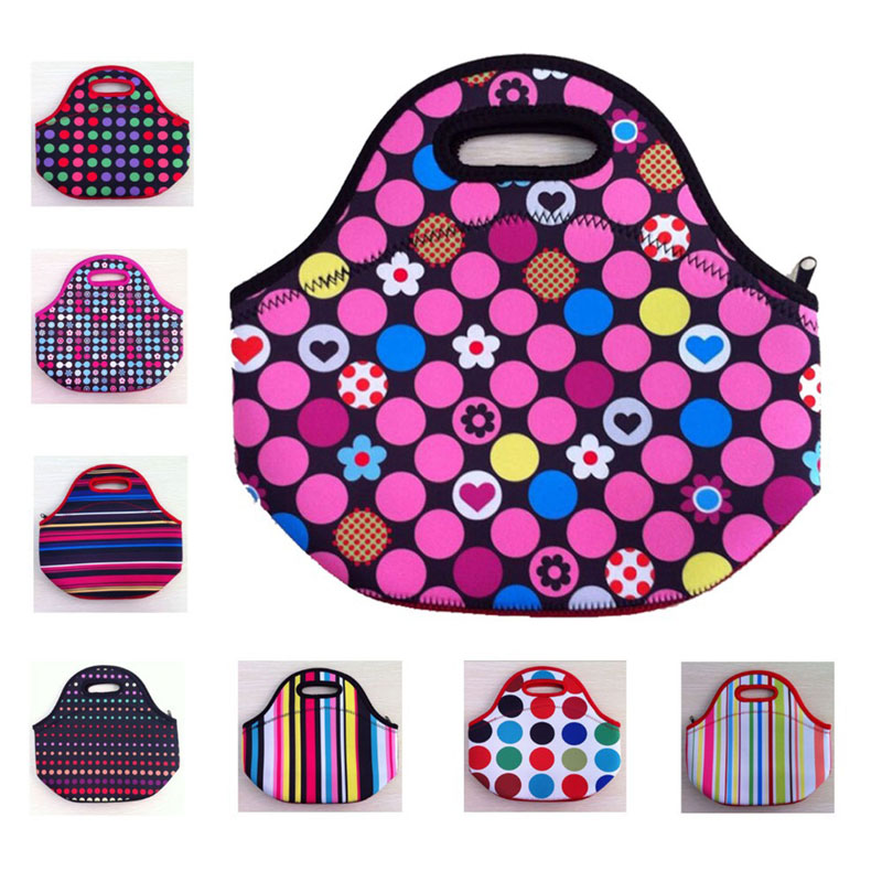 Fashion Imprinted Neoprene Thermal Lunch Bags For Women