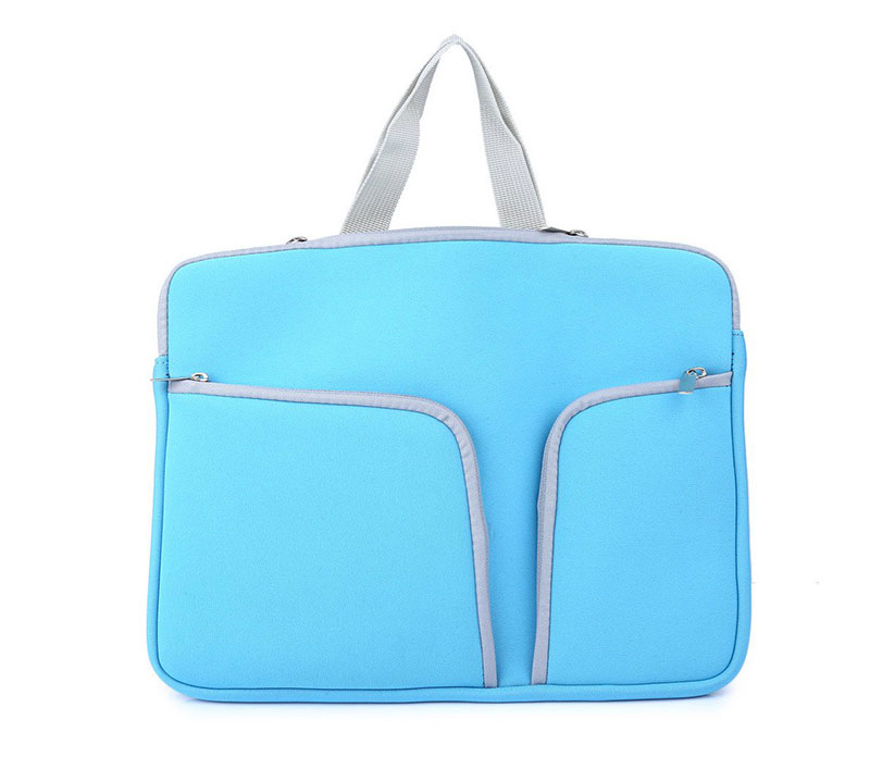 14.1 Neoprene Blue Laptop Sleeve Cover Case With pocket