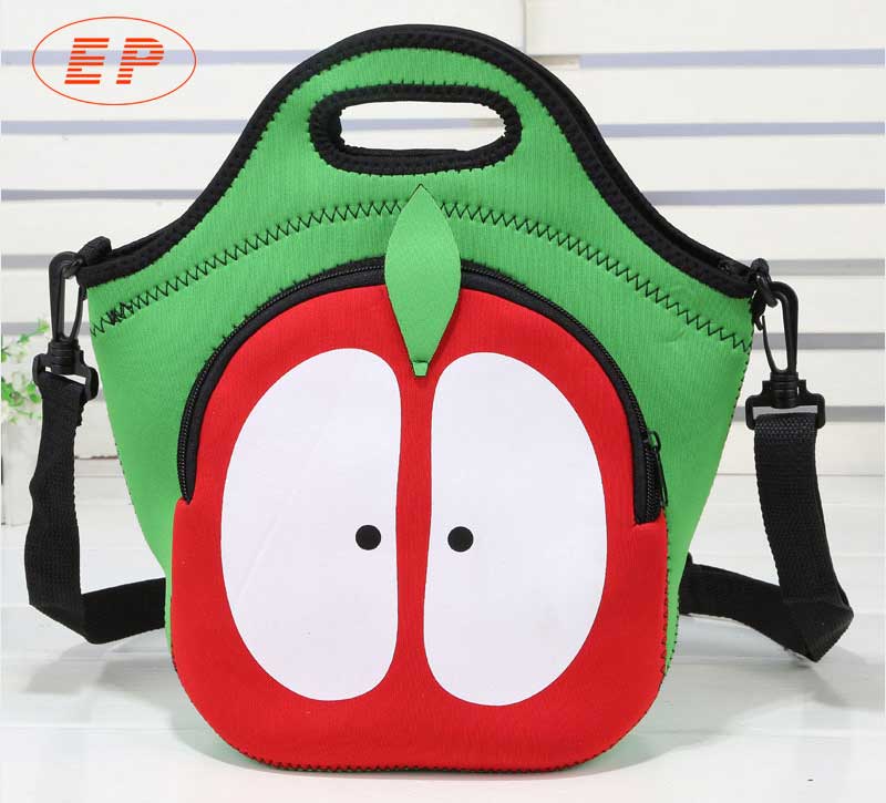 Red Neoprene Childrens Lunch Bag With Shoulder Strap