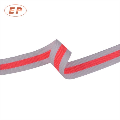 31mm White Red Striped Poly Cotton Webbing Manufacturers